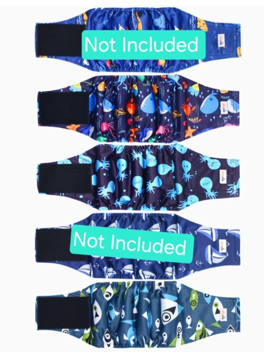 Doggie Diapers - Navy Ocean Print (New)